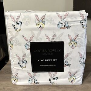 NEW IN PACKAGING! KING SIZE CYNTHIA ROWLEY Easter Puppies Dogs Sheet Set